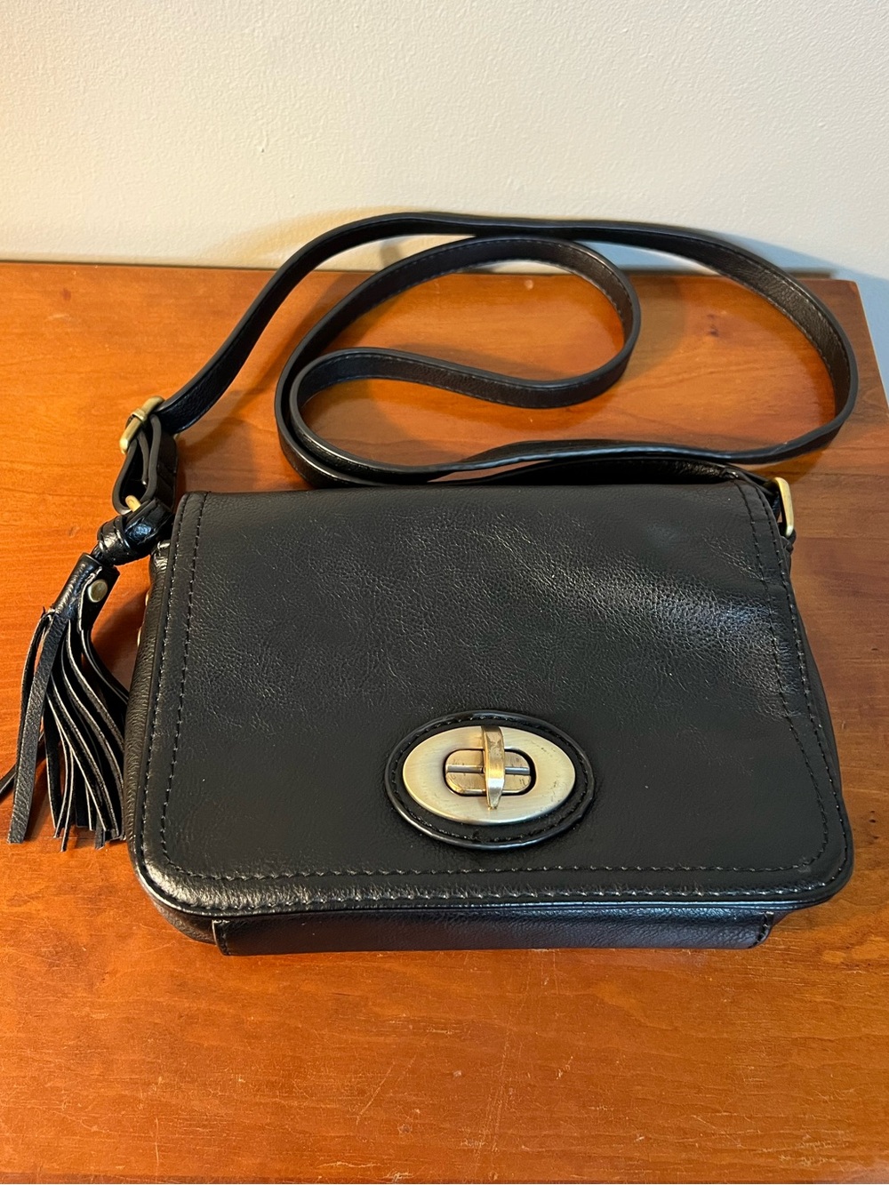 Kelly & Katie Black Crossbody Bag with Gold Hardware
